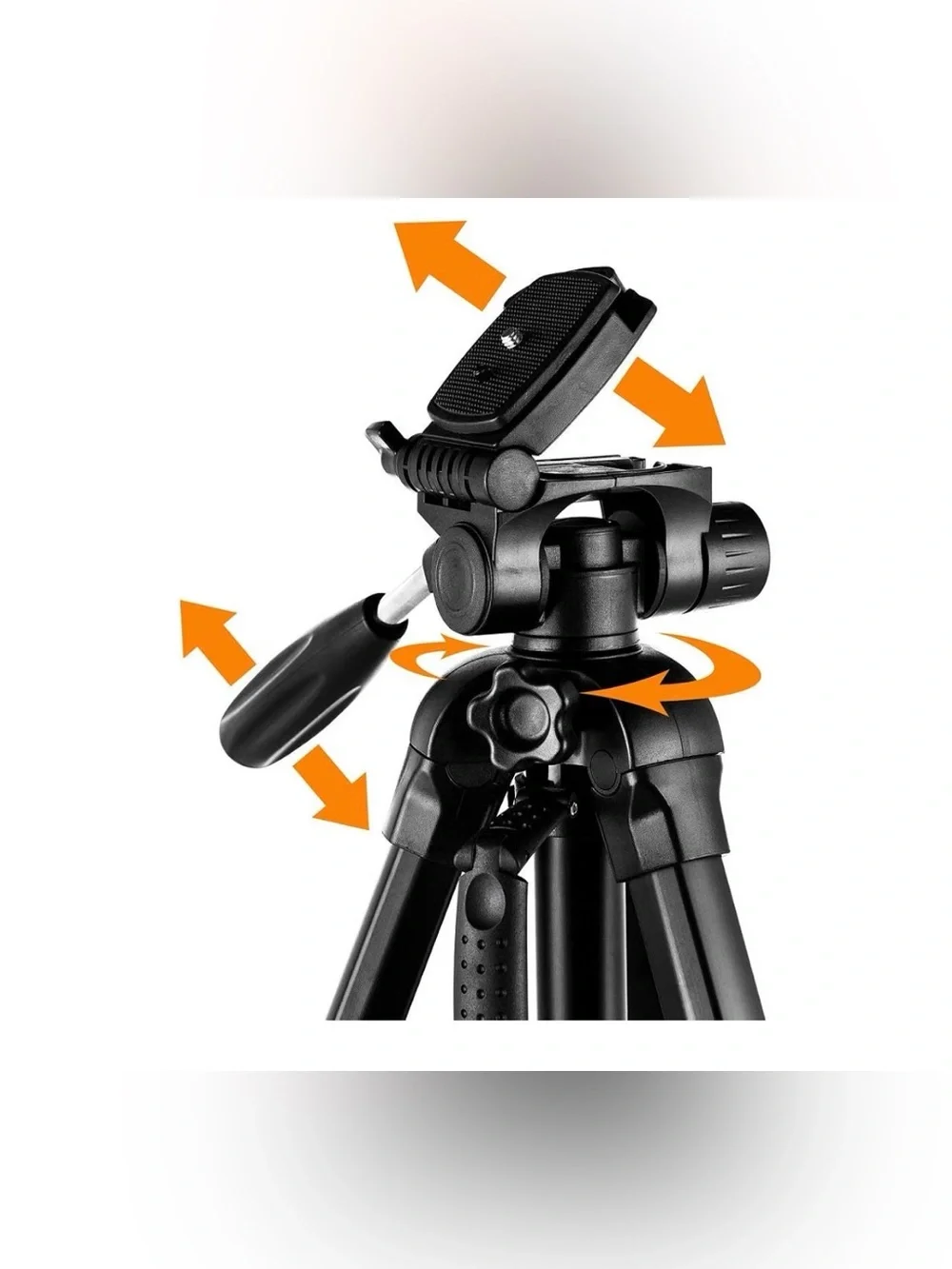 InnerTeck Black Camera Tripod with Adjustable Center Column & Flip-Lock Legs